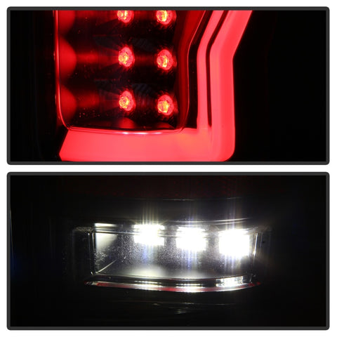 Spyder 04-08 Ford F-150 Projector Tail Lights - Light Bar DRL LED - Black ALT-YD-FF15004V2-LBLED-BK - 5084170