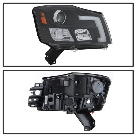 Spyder 04-15 Nissan Titan / 04-07 Nissan Armada V2 Projector Headlights - Black PRO-YD-NTI04-DRL-BK - 5085504