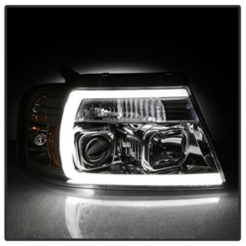 Spyder 04-08 Ford F-150 Light Bar Projector Headlights - Chrome (PRO-YD-FF15004V2-LB-C) - 5084637