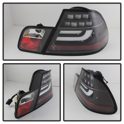 Spyder 04-06 BMW E46 2Dr (Coupe ONLY No Conv.) Lgtbar Styl LED Tail Lghts Blk ALT-YD-BE4604-LBLED-BK - 5076564