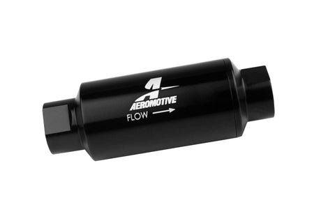 Aeromotive In-Line Fuel Filter 40-M Stainless Mesh Element ORB-10 Port (Bright-Dip Black) 2in. OD - 12330