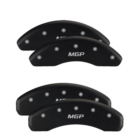 MGP 4 Caliper Covers Engraved Front & Rear MOPAR Black finish silver ch - 32003SMOPBK