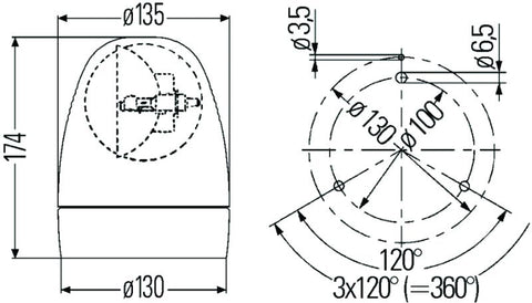 Hella Rotating Beacon H12V Yellow Mg12 2Rl - 009506201