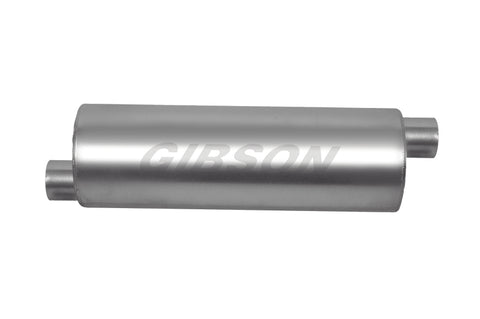 Gibson SFT Superflow Offset/Offset Round Muffler - 8x24in/3in Inlet/3in Outlet - Stainless - 421887