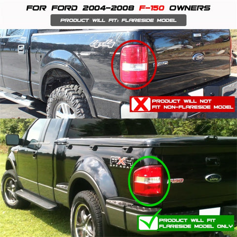Spyder Ford F150 Flareside 04-08 Euro Style Tail Lights Black ALT-YD-FF15004FS-BK - 5003225