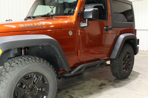 Fishbone Offroad 07-18 Jeep JK 2 Door Wrangler JK Steel Rock Sliders - Blk Textured Powdercoat - FB23008