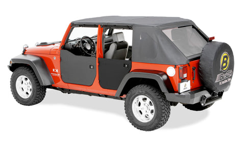 Bestop 07-18 Jeep Wrangler JK 4-Door Lower Fabric Doors (Rear Doors Black Diamond) - 53041-35