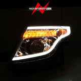 ANZO 11-15 Ford Explorer Projector Headlights w/ Light Bar Chrome Housing w/ Amber light - 111576