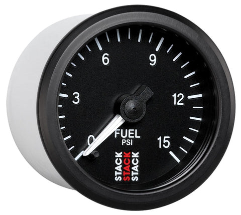 Autometer Stack 52mm 0-15 PSI 1/8in NPTF Male Pro Stepper Motor Fuel Pressure Gauge - Black - ST3304