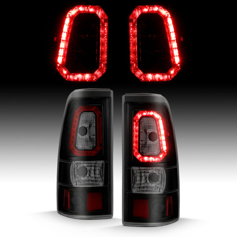 ANZO 2003-2006 Chevy Silverado 1500 LED Taillights Plank Style Black w/Smoke Lens - 311328
