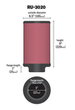 K&N Filter 2 1/4inch 10 Degree Flange 16 1/4inch x 4inch - 4 1/2inch Height - RU-3020