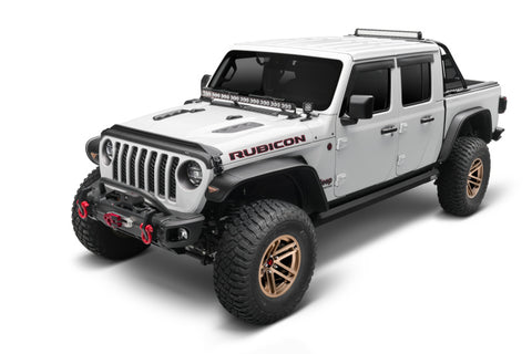 AVS 2018-2019 Jeep Wrangler (JL) Aeroskin Low Profile Hood Shield w/ Lights - Black - 753156