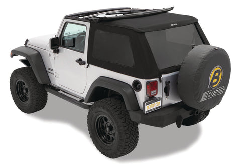 Bestop 07-18 Jeep Wrangler JK 2-Door A-Top Trektop (Prem Blk Twill Tinted Windows No Door Skins) - 59722-17