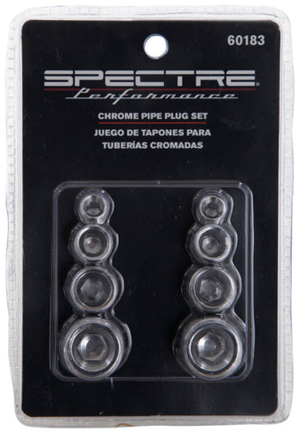 Spectre Pipe Plug Kit - Includes (2) 1/8in. / (2) 1/4in. / (2) 3/8in. / (2) 1/2in. Plugs - Chrome - 60183