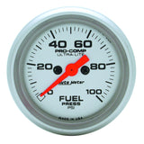 Autometer Ultra-Lite 52mm 0-100 PSI Electronic Fuel Pressure Gauge - 4363