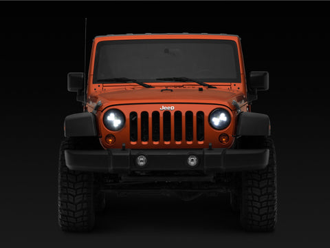 Raxiom 97-18 Jeep Wrangler TJ/JK Axial Spider LED Headlight w/ Amber DRL- Chrome Hsng (Clear Lens) - J108047