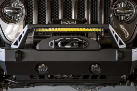 DV8 Offroad 07-23 Jeep Wrangler/Gladiator JT/JK/JL FS-25 Stubby Front Bumper w/Plated Bull Bar - FBJL-06