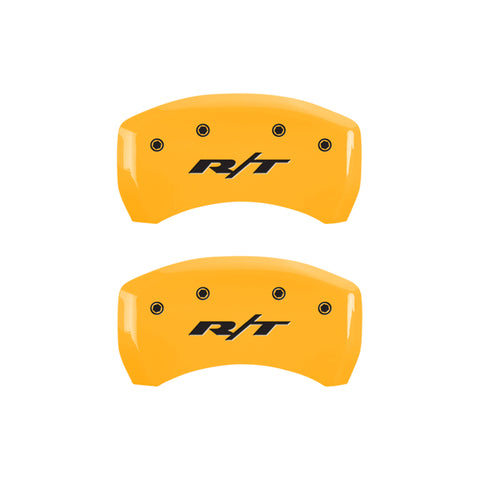 MGP Front set 2 Caliper Covers Engraved Front With out stripes/Dodge Black finish silver ch - 12002FDD4BK