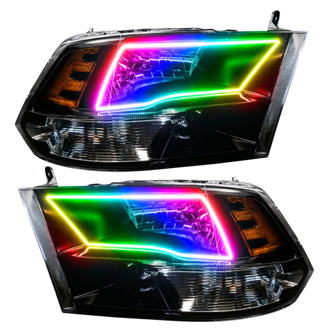 Oracle 09-17 RAM 1500 TRX Quad Pre-Assembled Headlights Blk Housing - w/ BC1 Controller - 7121-335