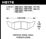 Hawk 2003-2003 Chrysler 300M Pro-Am Edition HPS 5.0 Rear Brake Pads - HB176B.614