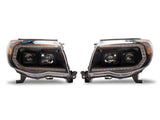 Raxiom 05-11 Toyota Tacoma Axial Series Switchback Projector Headlights- Black Housing- Clear Lens - TT23361