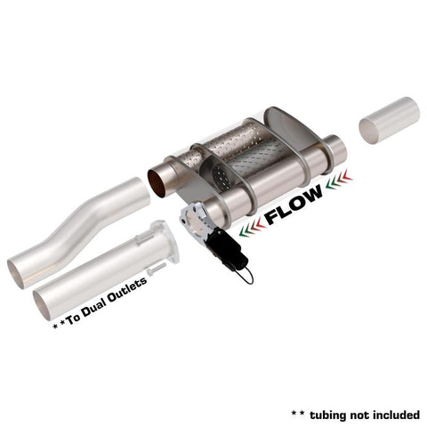QTP 3in Weld-On 304SS Screamer Muffler Short Case w/Bolt-On QTEC Electric Cutout - 13302C