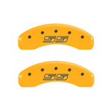 MGP 4 Caliper Covers Engraved Front & Rear Silverado style/SS Black finish silver ch - 14002SSS3BK