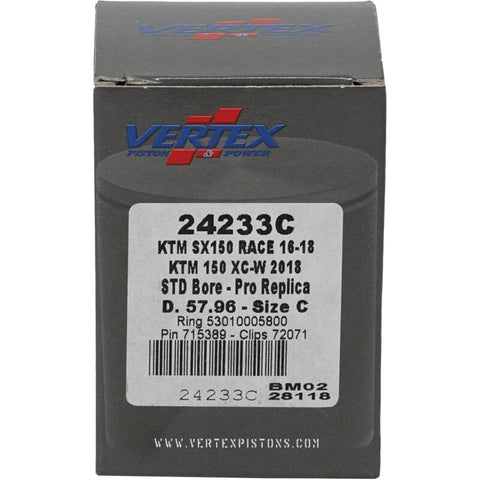 Vertex Piston 16-22 KTM 150 SX 150cc Cast Race Piston Kit - 24233C