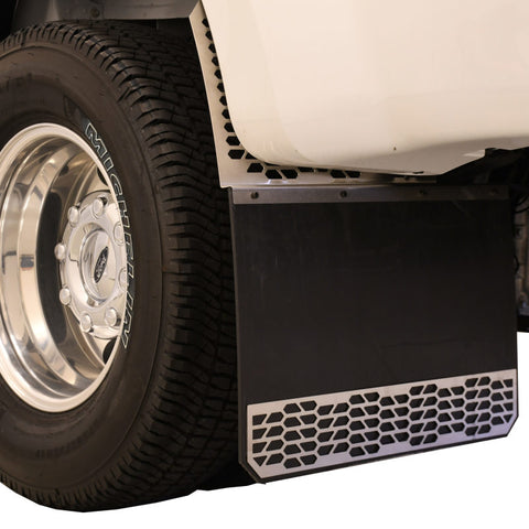 Putco 15-19 Chevy Silv/Sierra HD Dually - (Rear) - Set of 2 Mud Skins - Brushed SS w/ Hex Shield - 78175