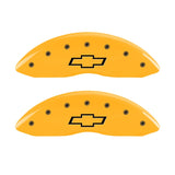 MGP 2 Caliper Covers Engraved Front Bowtie Yellow Finish Blk Char 05 Chevy Silverado 1500 - 14238FBOWYL