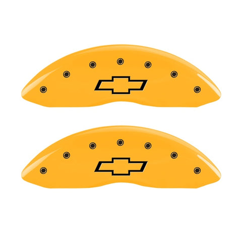 MGP 2 Caliper Covers Engraved Front Bowtie Yellow Finish Blk Char 05 Chevy Silverado 1500 - 14238FBOWYL