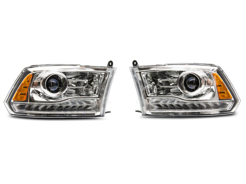 Raxiom 09-18 Dodge RAM 1500 LED Halo Headlights w/ Swtchbck Turn Signals- Chrome Hsng (Clear Lens) - R111519