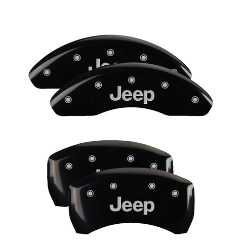 MGP 4 Caliper Covers Engraved Front & Rear JEEP Black finish silver ch - 42016SJEPBK