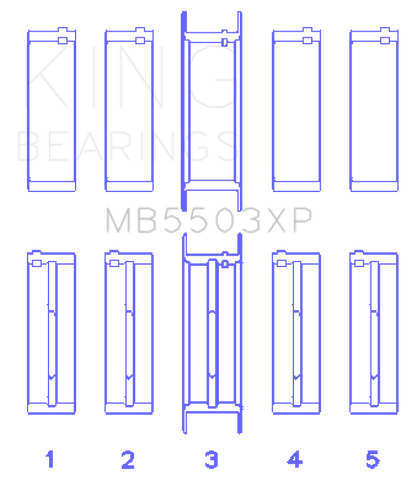 King Engine Bearings Ford V8 351ci 5.8L 16V (Size STD) Performance Main Bearing Set - MB5503XP