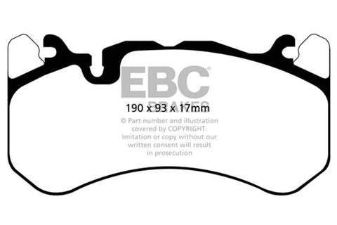 EBC 13-14 Audi RS7 4.0TT (w/Cast Iron Rotors & Trapezoid Weights) Yellowstuff Front Brake Pads - DP42081R