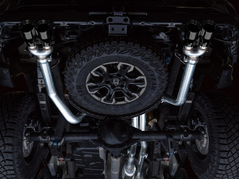 AWE Tuning 22-23 GMC Sierra 1500 AT4X 6.2L 0FG Catback Split Dual (Flat Bumper) - Diamond Black Tips - 3015-43284