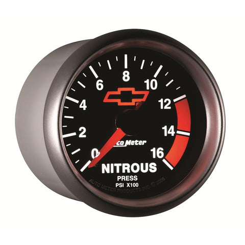 Autometer GM Bowtie Black 2-1/16in 0-1600 PSI Nitrous Pressure - Digital Stepper Motor - 3674-00406