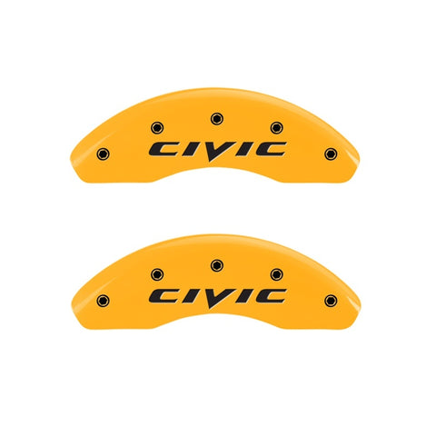 MGP 2 Caliper Covers Engraved Front 2015/Civic Yellow Finish Black Char 2011 Honda Civic - 20143FCIVYL