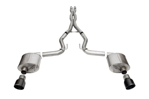 Corsa 24+ Ford MustangGT Sport Cat-Back Ex.Sys 3.0in Dual Rear Exit w/4.5in Blk PVD Pro Series Tips - 21254BLK