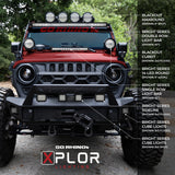 Go Rhino Xplor Bright Series Round LED Driving Light Kit w/DRL (Surface Mount) 6in - Blk (2 pc) - 750700623DRS