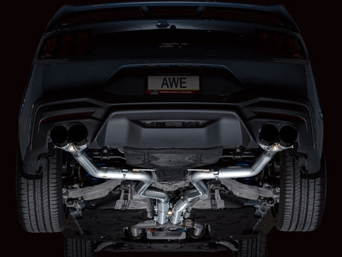 AWE 2024 Ford Mustang GT Fastback S650 RWD Track Edition Cat-Back Exhaust w/ Quad Diamond Black Tips - 3020-43650