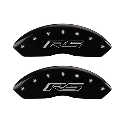 MGP 4 Caliper Covers Engraved Front & Rear Gen 5/RS Black finish silver ch - 14240SRS5BK