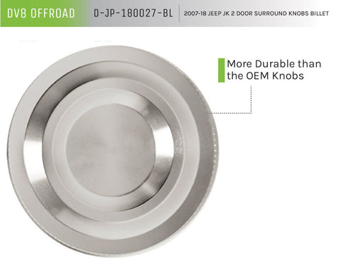 DV8 Offroad 2007-2018 Jeep JK 2 Door Billet Door Surround Knobs - D-JP-180027-BL
