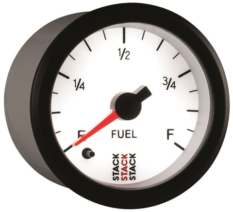 Autometer Stack 52mm 0-280 Ohm Programmable Pro Stepper Motor Fuel Level Gauge - White - ST3365