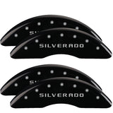 MGP 4 Caliper Covers Engraved Front & Rear Silverado Black finish silver ch - 14173SSILBK