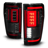 ANZO 21-23 Ford F-150 LED Taillights Seq. Signal w/BLIS Cover - Smoke Blk (For Factory Halogen ONLY) - 311476