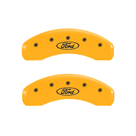 MGP 4 Caliper Covers Engraved F & R Oval Logo/Ford Yellow Finish Black Char 2007 Ford Expedition - 10023SFRDYL