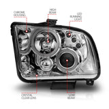 ANZO 2005-2009 Ford Mustang Projector Headlights w/ Halo Chrome - 121162