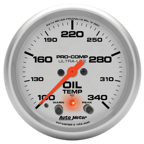 Autometer Ultra-Lite 2-5/8in. / 100-340 Degree F (Stepper Motor) Oil Temperature Gauge - 4440