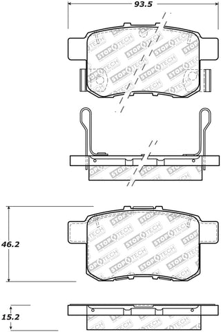 StopTech 11-17 Honda Accord Street Select Rear Brake Pads - 305.14510